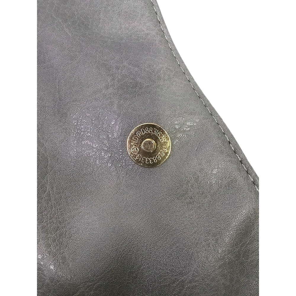 Grey Faux Leather Fold Over Bucket Shoulder Convertible Backpack Purse 6 Pocket - Picture 10 of 10